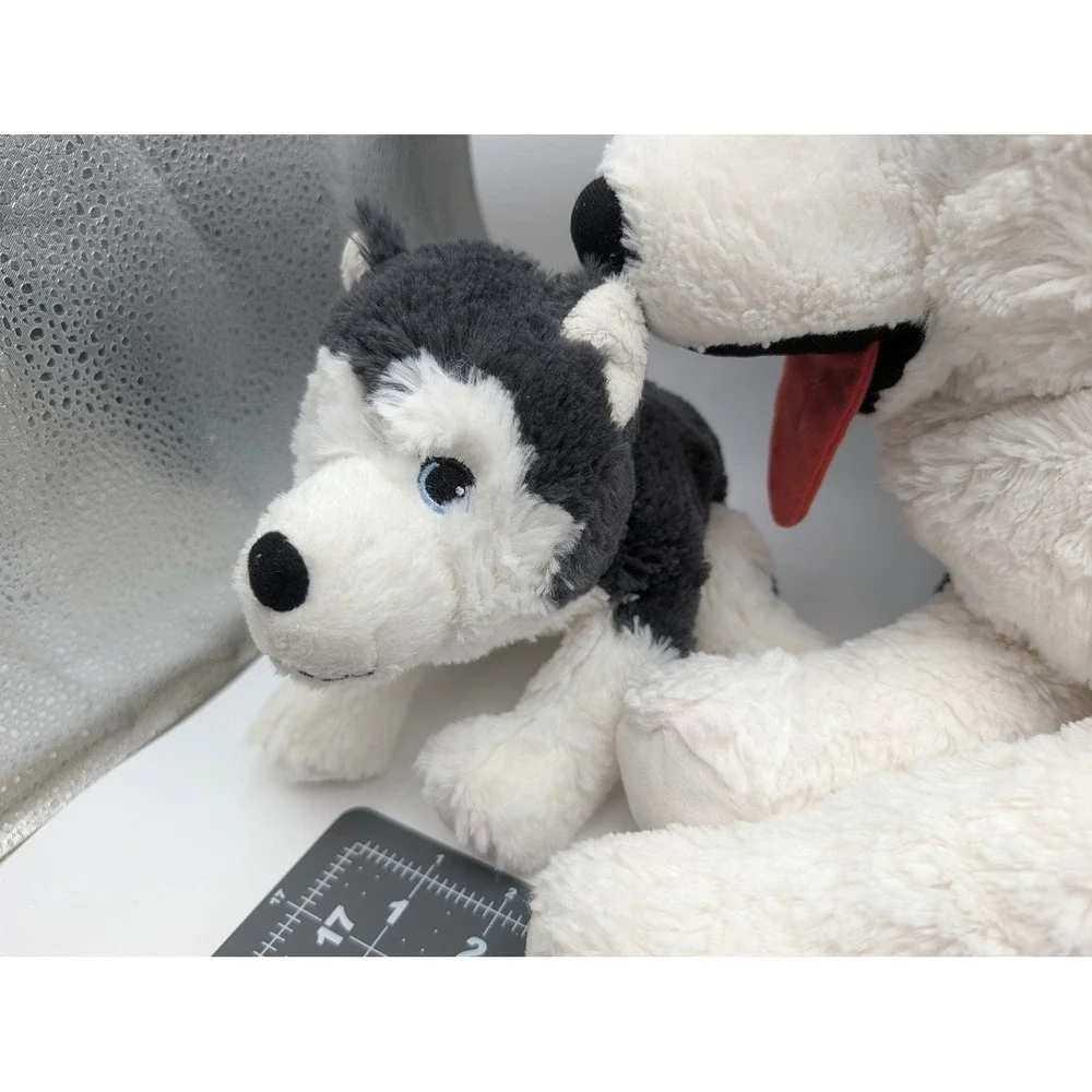 IKEA LIVLIG Husky Plush Dog Lot Grey White Large Small Mom Puppies